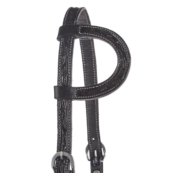 Just Rope It Floral Tooled Single Ear Headstall with Buckles