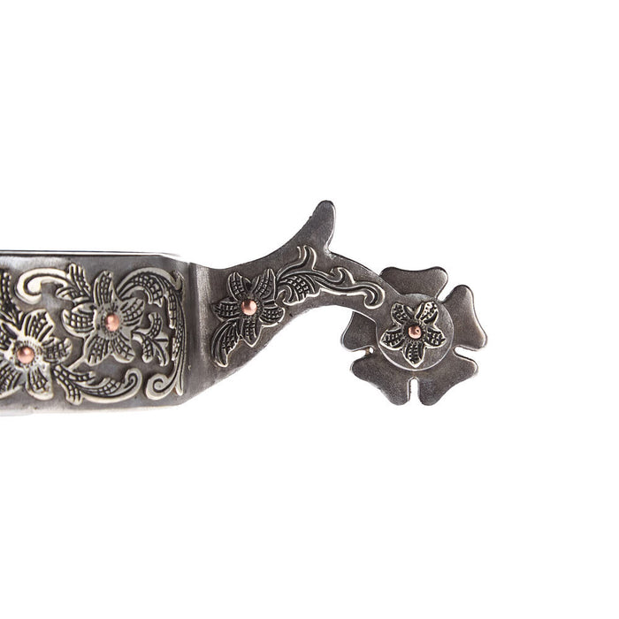 NRS Men's Silver Floral 1 1/4in Band Spurs