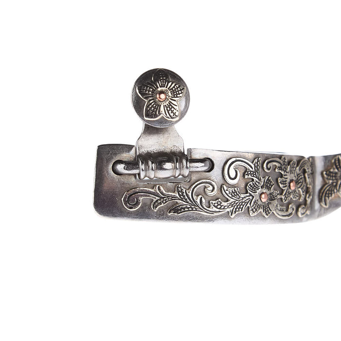 NRS Youth Silver Floral 1in Band Spurs