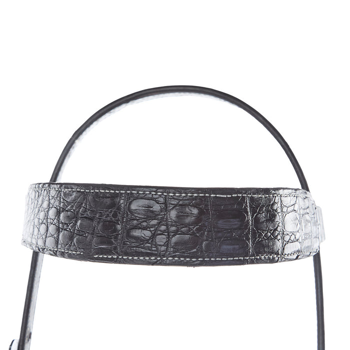 Just Rope It Black Genuine Gator Overlay Browband Headstall