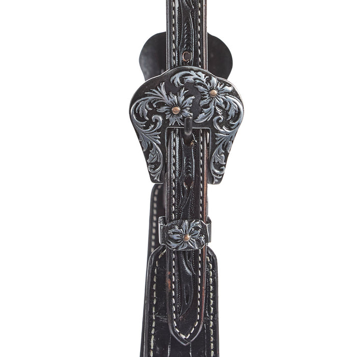 Just Rope It Black Genuine Gator Overlay Browband Headstall