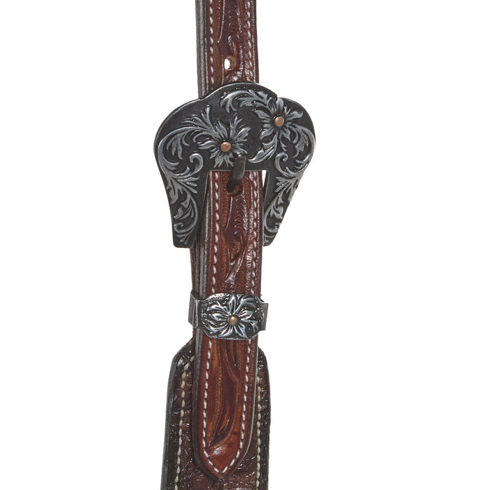 Just Rope It Brown Genuine Gator Overlay Browband Headstall