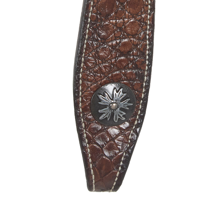 Just Rope It Brown Genuine Gator Overlay Browband Headstall