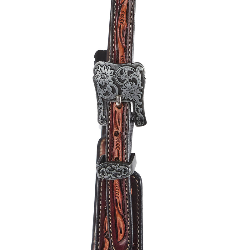 Just Rope It Floral Tooled Genuine Gator Fancy Buckles Single Ear Headstall