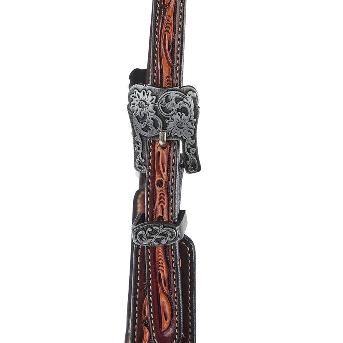Just Rope It Floral Tooled Genuine Gator Fancy Buckles Single Ear Headstall