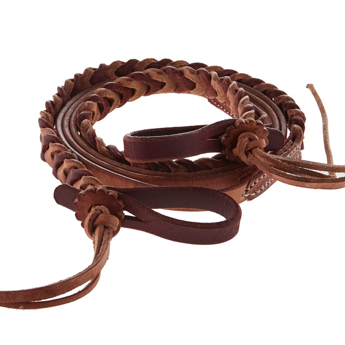 NRS TACK 5/8x8ft Braided Harness Two Tone Latigo Reins