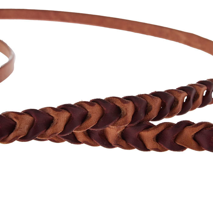 NRS TACK 5/8x8ft Braided Harness Two Tone Latigo Reins