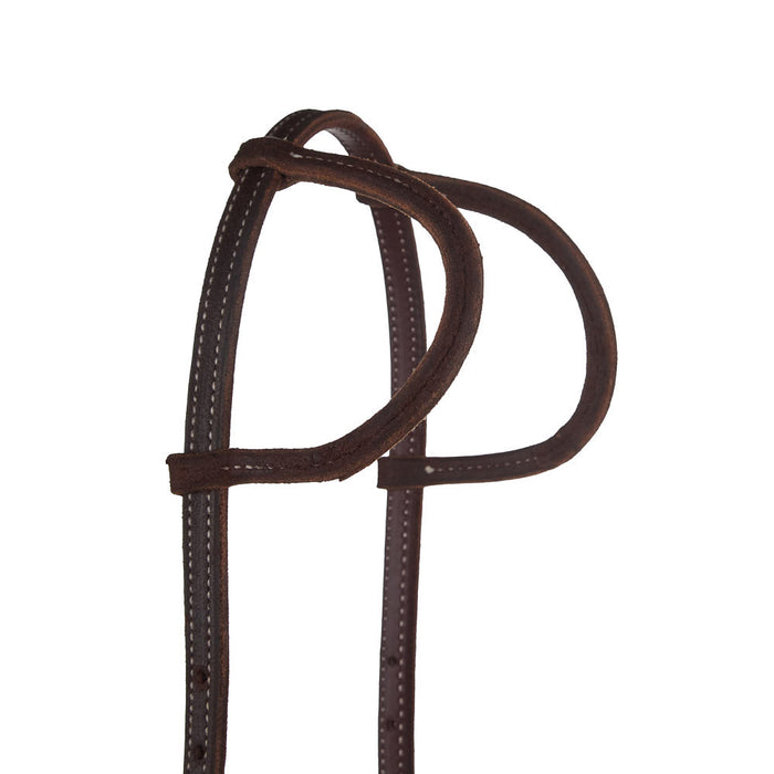 NRS TACK 5/8in Chocolate Roughout Double Ear Headstall with Floral Heel Buckles
