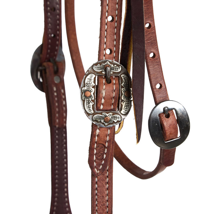 NRS Tack Premium Knotted Browband Headstall with Floral Buckles