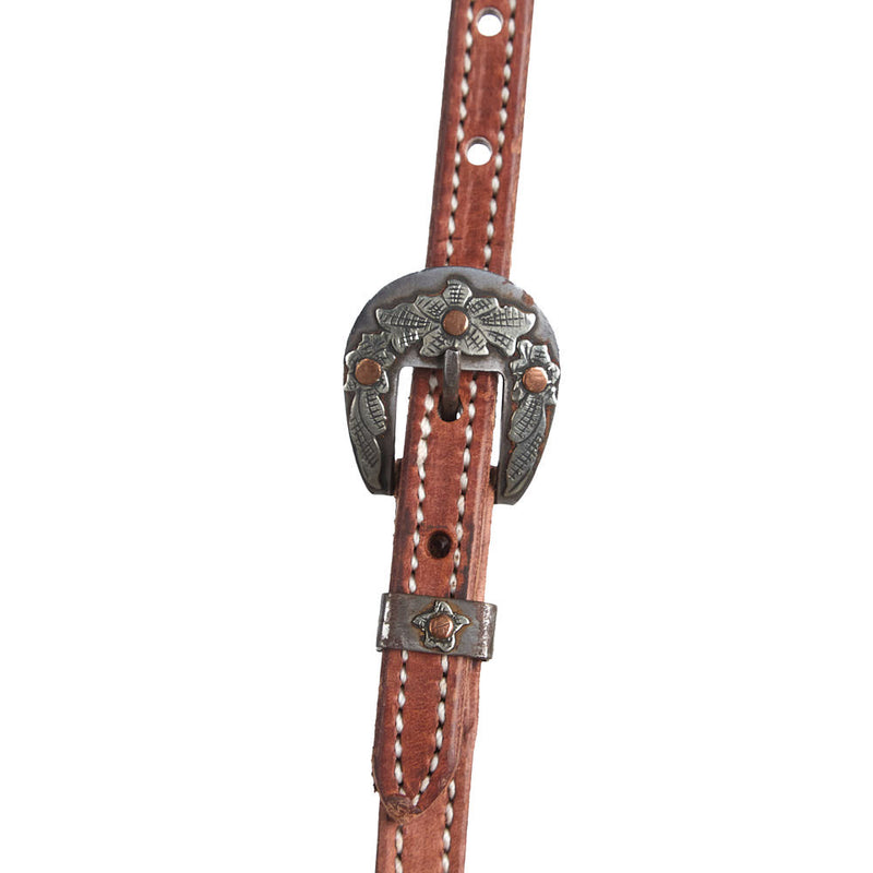 NRS Tack Premium Single Ear Headstall with Floral Heel Buckles
