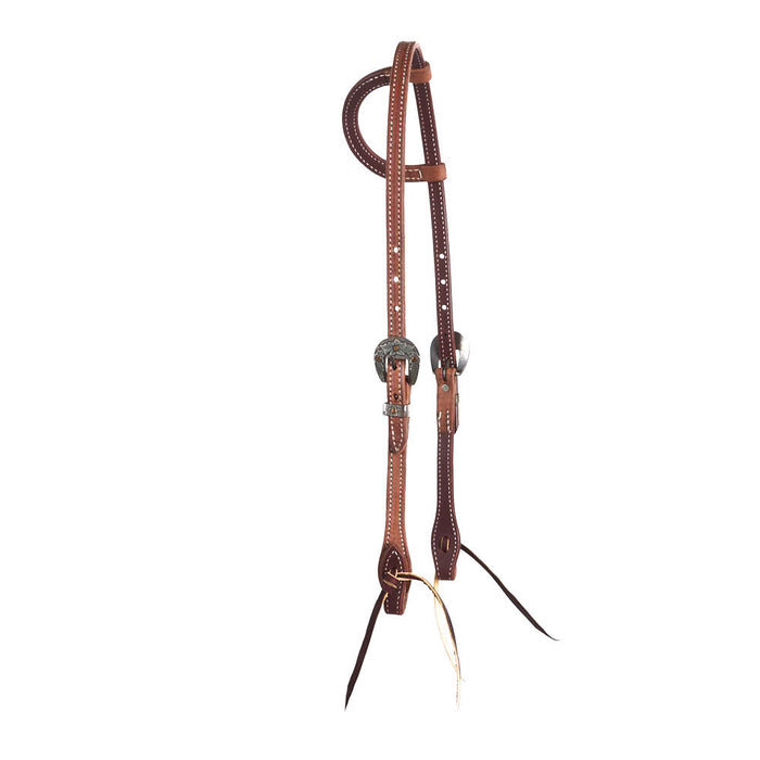 NRS Tack Premium Single Ear Headstall with Floral Heel Buckles