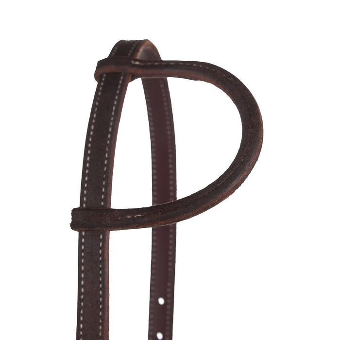 NRS TACK 3/4in Chocolate Roughout Single Ear Headstall with Floral Heel Buckles