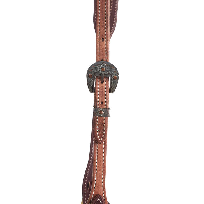 NRS Tack Premium Slot Ear Headstall with Floral Heel Buckle