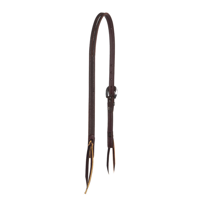 NRS TACK 3/4in Chocolate Roughout Split Headstall with Floral Heel Buckles