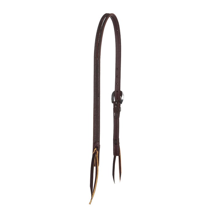 NRS TACK 3/4in Chocolate Roughout Split Headstall with Floral Heel Buckles
