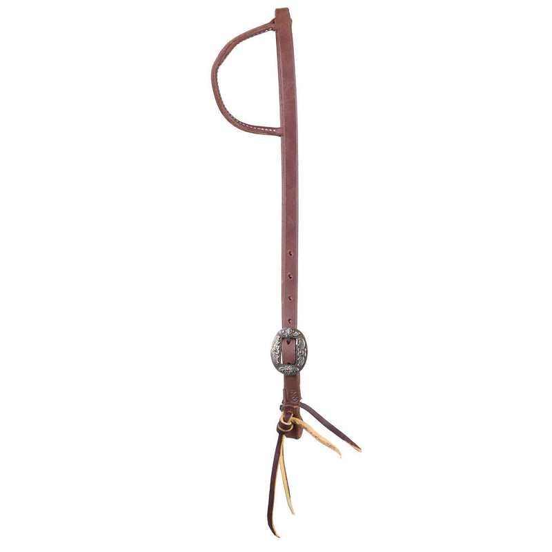 NRS Tack 5/8in Indian Tan Oiled Floral Cart Buckle Single Ear Headstall