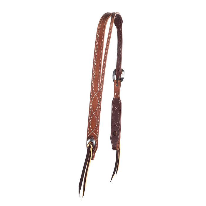 NRS TACK Figure Eight Stitched Split Ear Headstall with Floral Heel Buckle