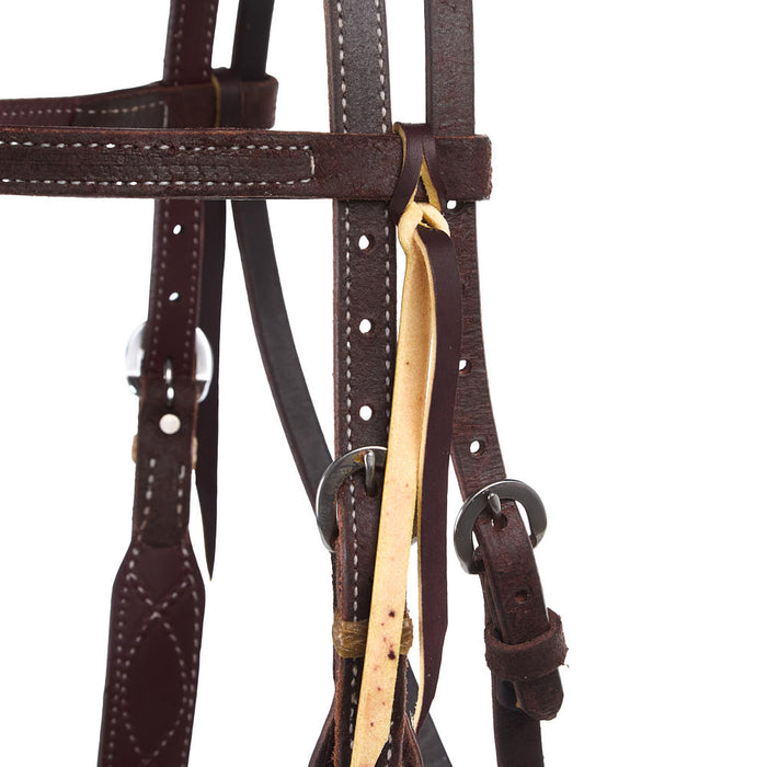 NRS TACK 3/4in Indian Tan Figure 8 Rawhide Browband Headstall