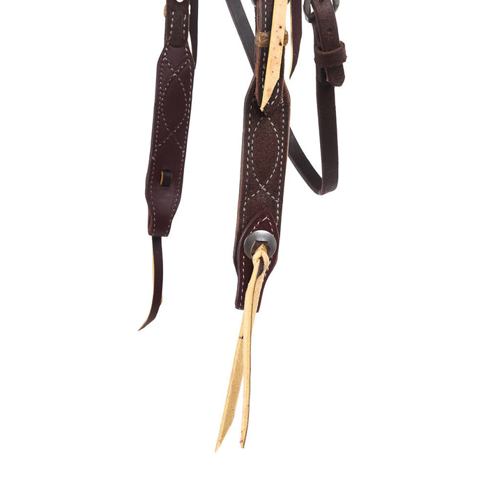 NRS TACK 3/4in Indian Tan Figure 8 Rawhide Browband Headstall