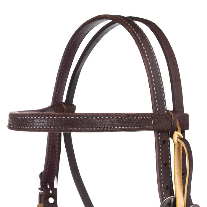 NRS TACK 3/4in Indian Tan Figure 8 Rawhide Browband Headstall