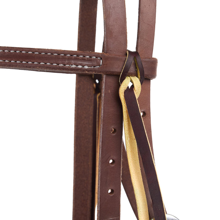NRS Tack 3/4in Indian Tan Oiled Floral Heel Buckle Knotted Browband Headstall
