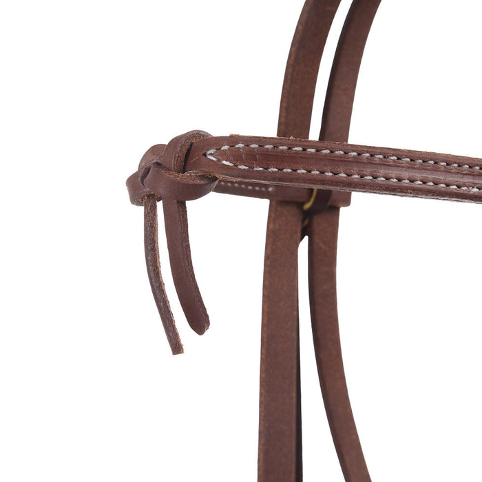NRS Tack 3/4in Indian Tan Oiled Floral Heel Buckle Knotted Browband Headstall