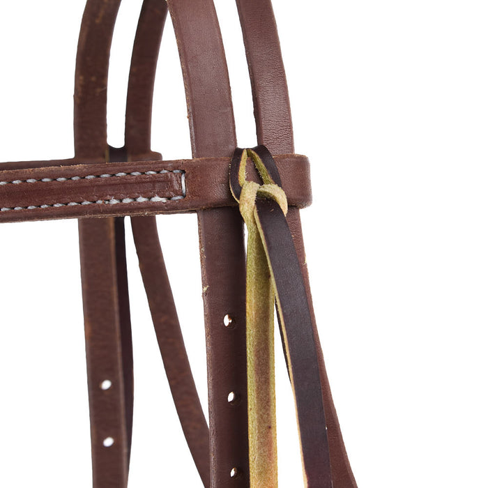 NRS TACK 5/8in Indian Tan Oiled Floral Heel Buckle Knotted Browband Headstall