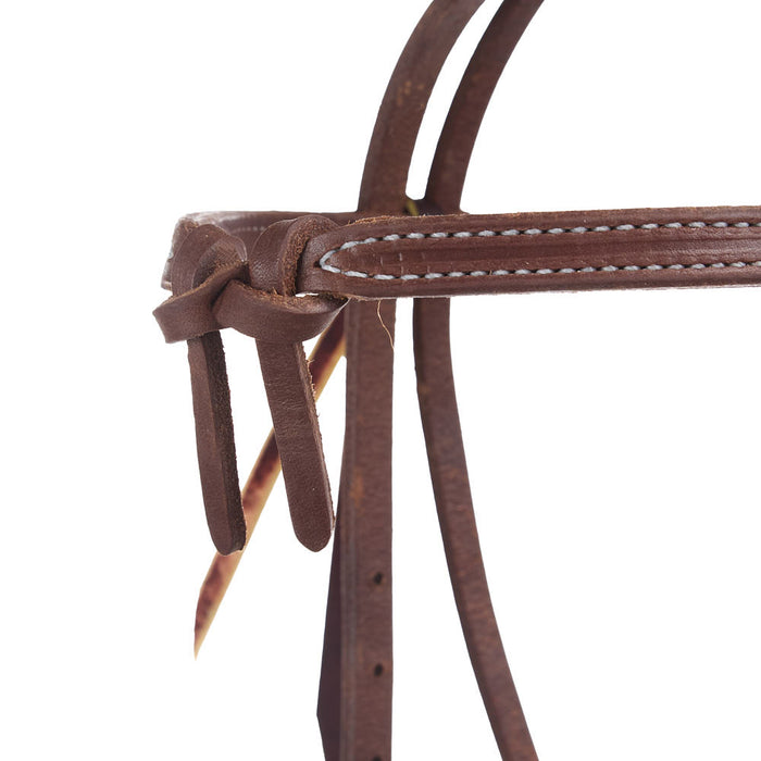 NRS TACK 5/8in Indian Tan Oiled Floral Heel Buckle Knotted Browband Headstall