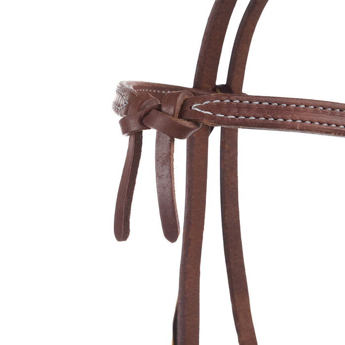 NRS Tack 3/4in Indian Tan Oiled Floral Cart Buckle Knotted Browband