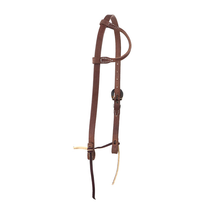 NRS TACK 3/4in Indian Tan Oiled Floral Heel Buckle Single Ear Headstall