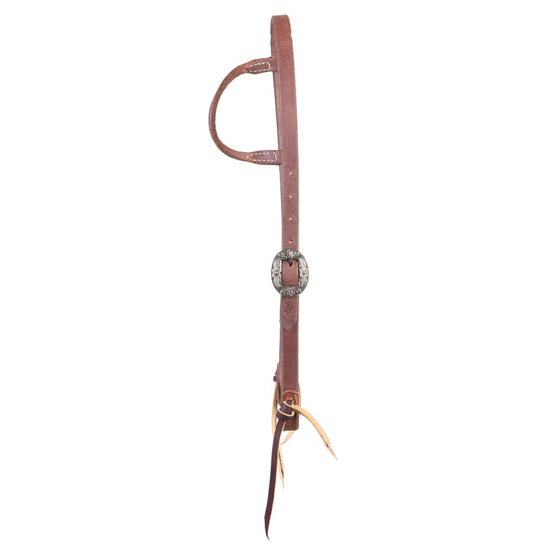 NRS Tack 3/4in Indian Tan Oiled Floral Cart Buckle Single Ear Headstall