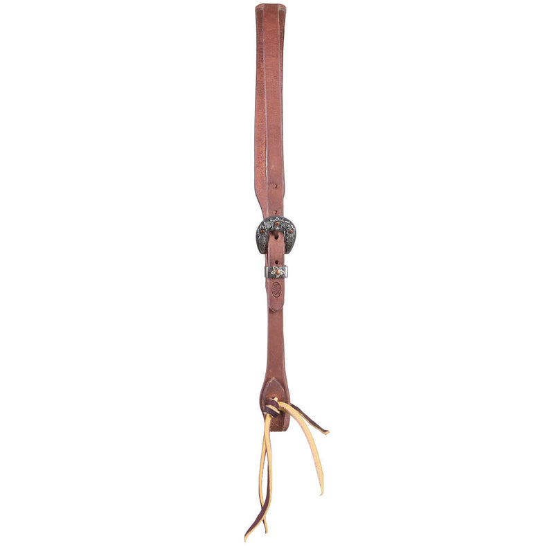 NRS Tack 5/8in Indian Tan Oiled Floral Heel Buckle Slot Ear Headstall