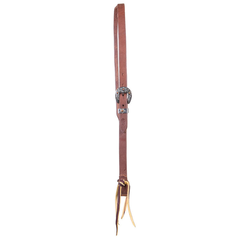 NRS Tack 3/4in Indian Tan Oiled Floral Heel Buckle Slit Ear Headstall