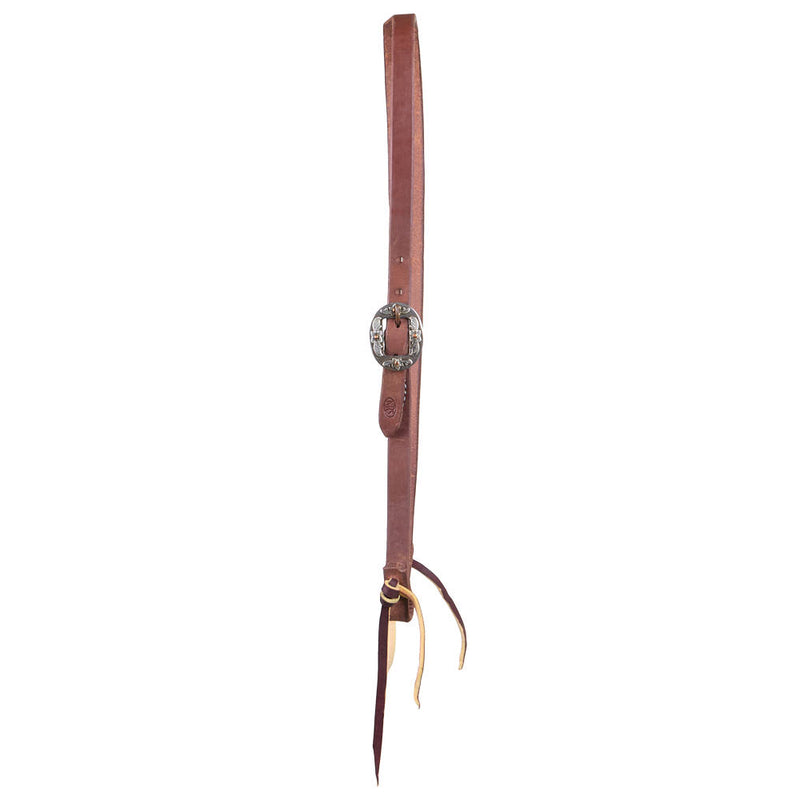 NRS Tack 3/4in Indian Tan Oiled Floral Cart Buckle Slit Ear Headstall