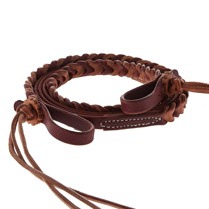 NRS TACK 5/8x8ft Braided Latigo Two Tone Herman Oak Rein