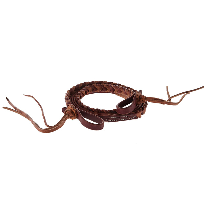 NRS TACK 5/8x8ft Braided Latigo Two Tone Herman Oak Rein