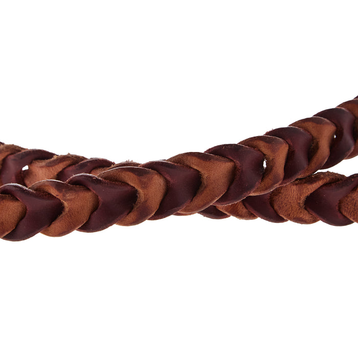 NRS TACK 5/8x8ft Braided Latigo Two Tone Herman Oak Rein