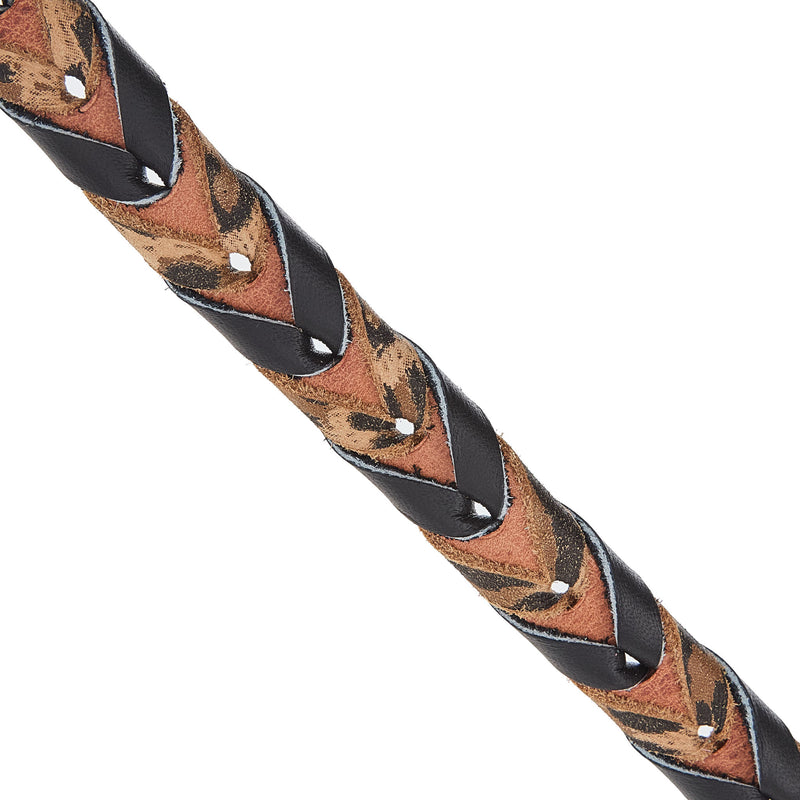 NRS TACK 5/8in Black and Leopard Laced Barrel Reins