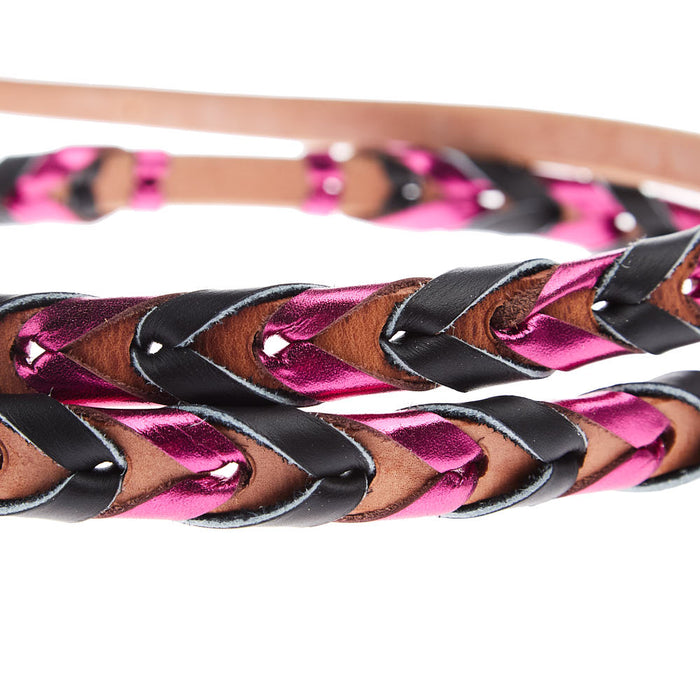 NRS TACK Fuchsia and Black Lace Barrel Reins