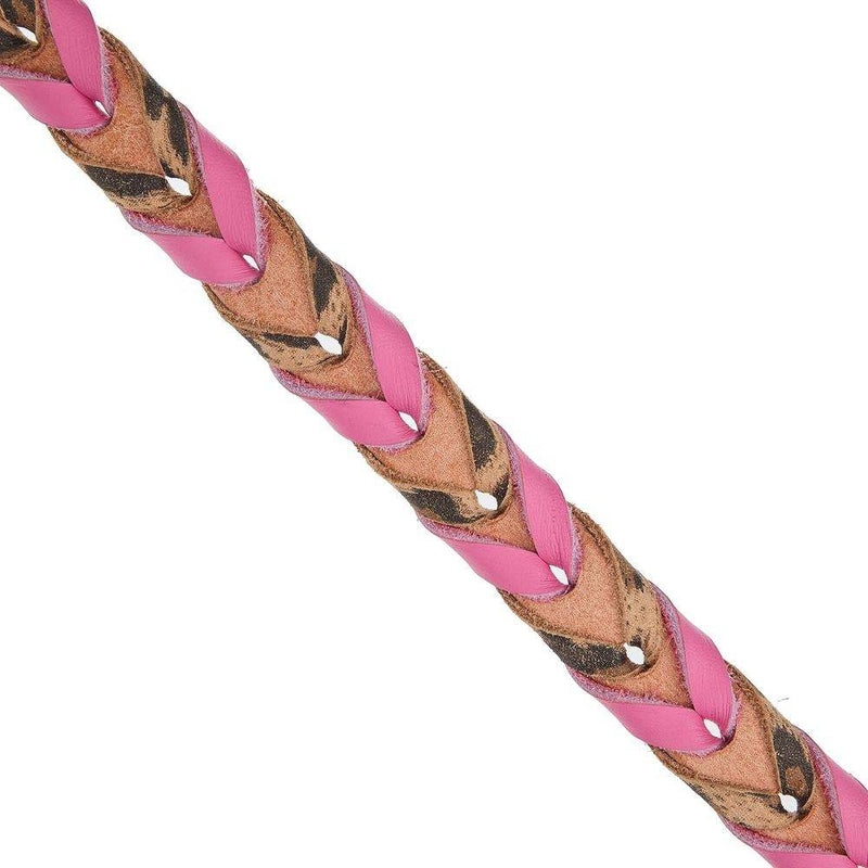 NRS Tack 5/8in Pink and Leopard Laced Barrel Reins