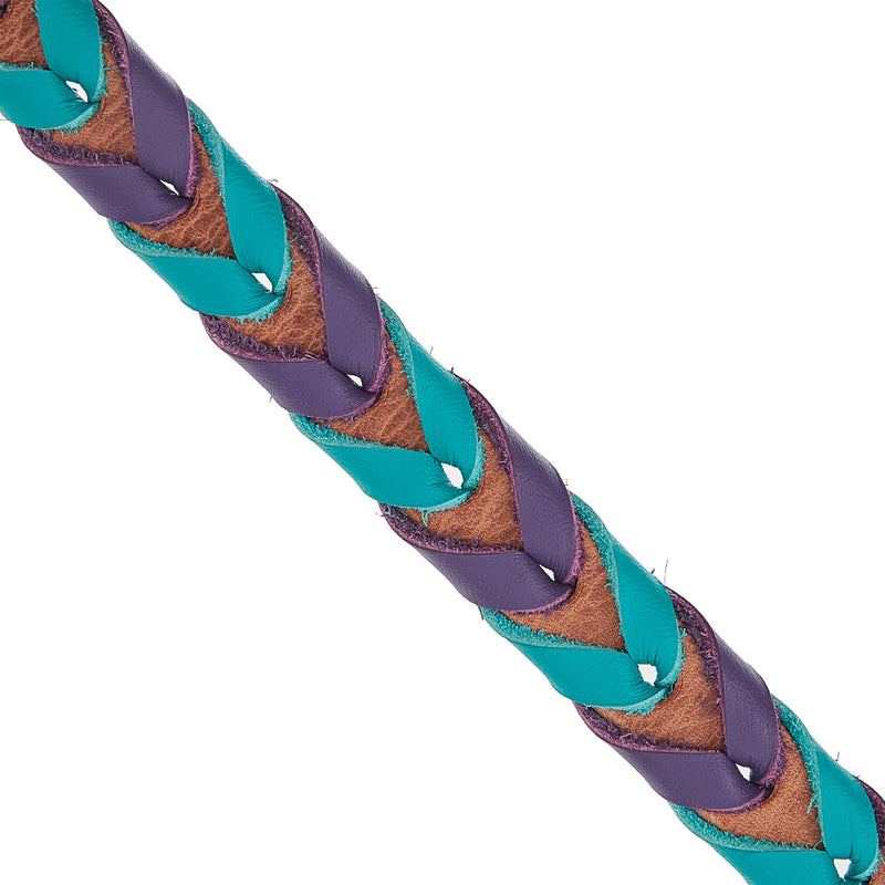 NRS TACK 5/8in Purple and Turquoise Laced Barrel Reins