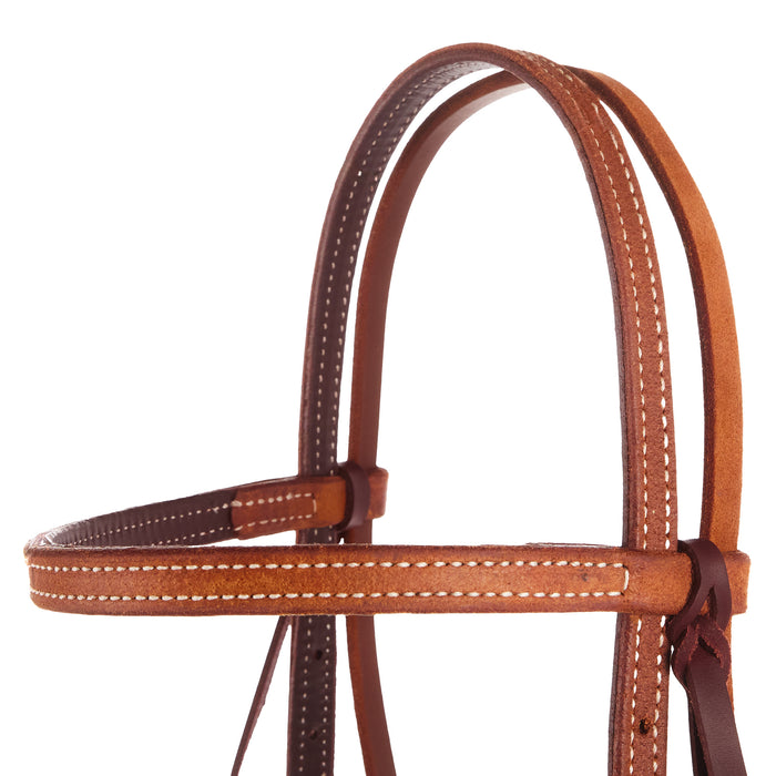 NRS TACK Roughout Golden Skirting Latigo Lined Browband Headstall