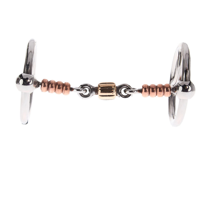 NRS Copper Bead Dog Bone Locked O Ring Snaffle Gag Bit