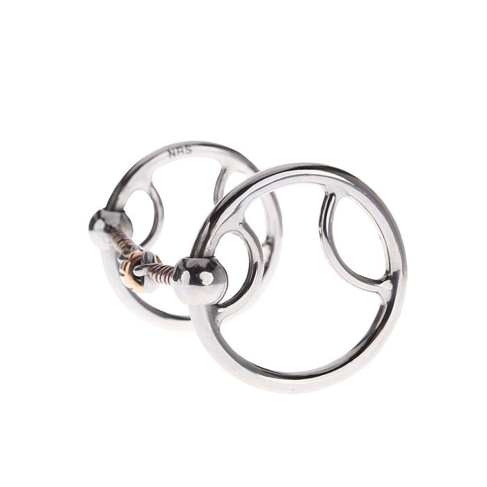 NRS Twisted Wire Copper Dog Bone Locked O Ring Snaffle Gag Bit