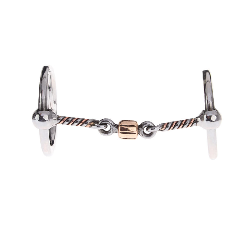 NRS Twisted Wire Copper Dog Bone Locked O Ring Snaffle Gag Bit