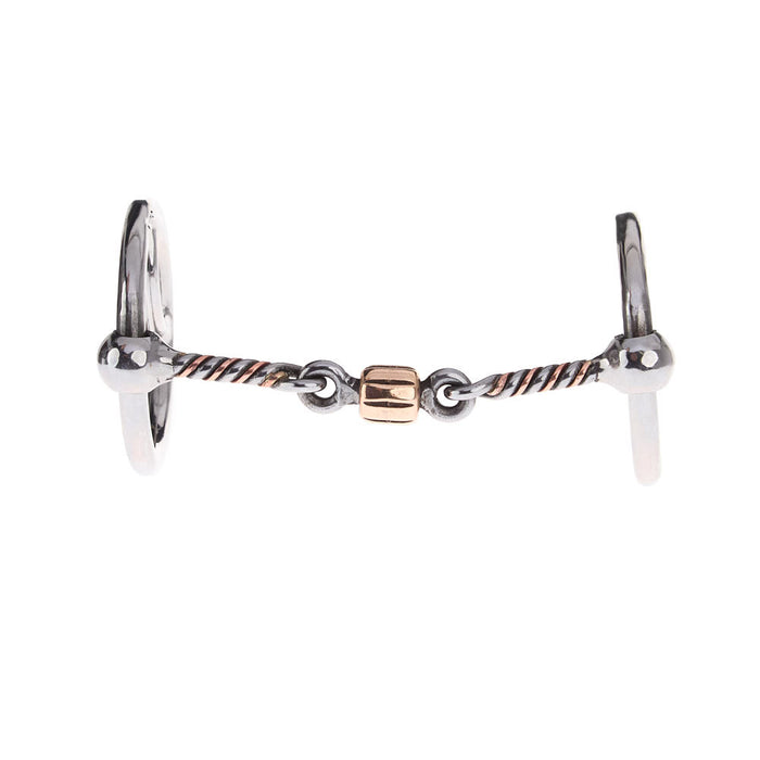NRS Twisted Wire Copper Dog Bone Locked O Ring Snaffle Gag Bit