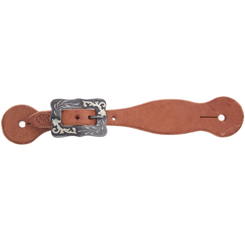 NRS TACK Youth/Ladies Natural Oil Spur Straps with Scroll Cart Buckle