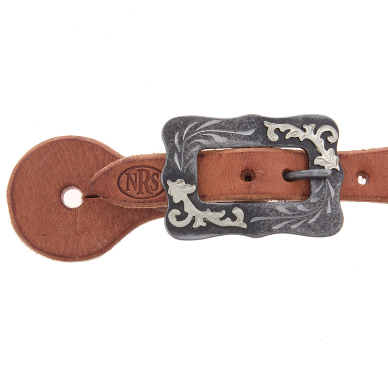 NRS TACK Youth/Ladies Natural Oil Spur Straps with Scroll Cart Buckle