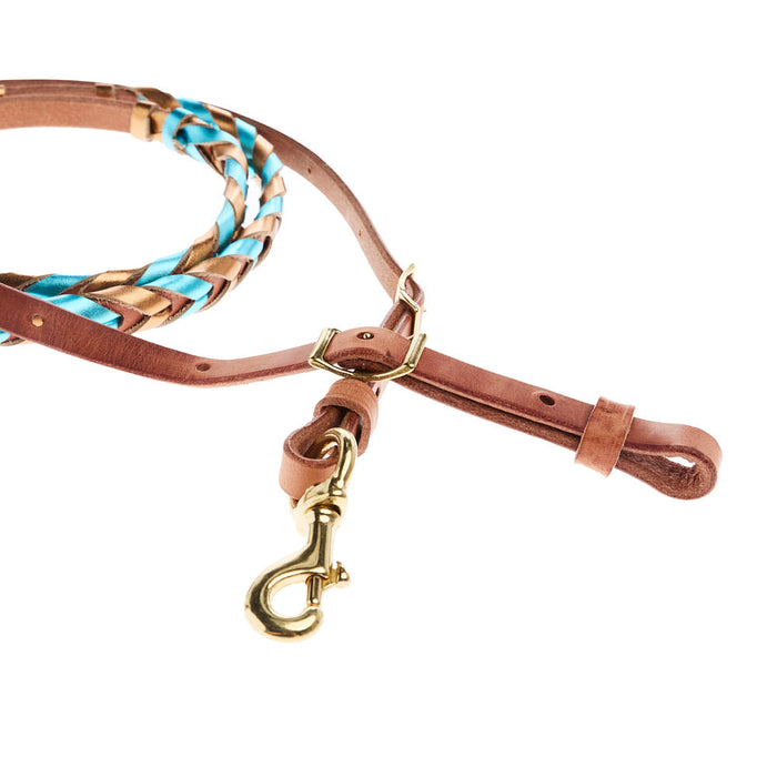 NRS TACK Metallic Bronze and Metallic Turquoise Laced Barrel Reins