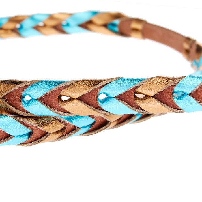NRS TACK Metallic Bronze and Metallic Turquoise Laced Barrel Reins